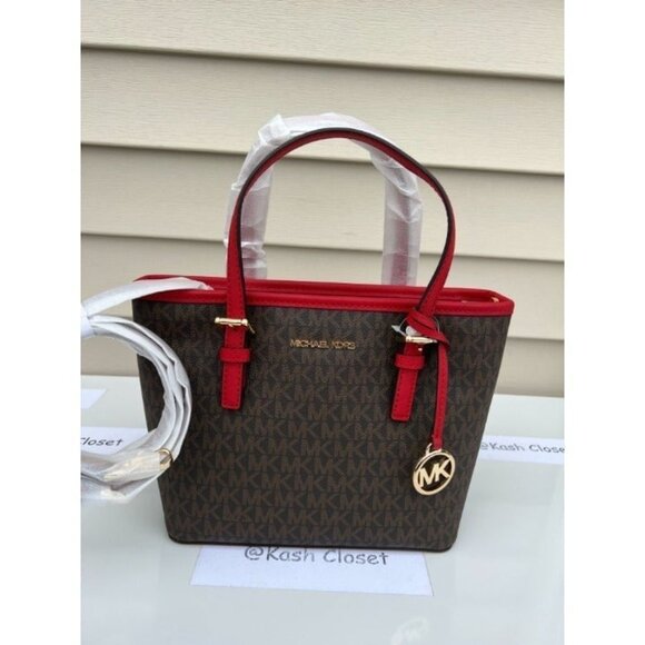 Michael Kors tote carryall handbag xs convertible top zip crossbody Flame Brown - Picture 5 of 10